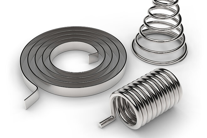 Springs - Metallic workpieces that can be deformed elastically, e.g. coil springs