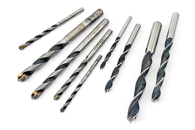 Spiral drill bit - Tools for drilling into various materials, e.g. metal, wood and concrete