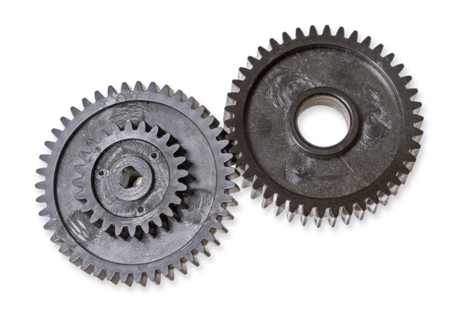 Kunststoff-Zahnräder - Die im Spritzgussverfahren hergestellten Werkstücke werden in kleinen Motoren und Getrieben eingesetzt