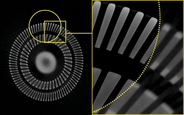 Découpes excentriques à haute résolution tomographier et les relier par la technique de mesure avec Multi-ROI-CT